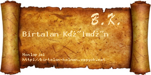 Birtalan Kálmán névjegykártya